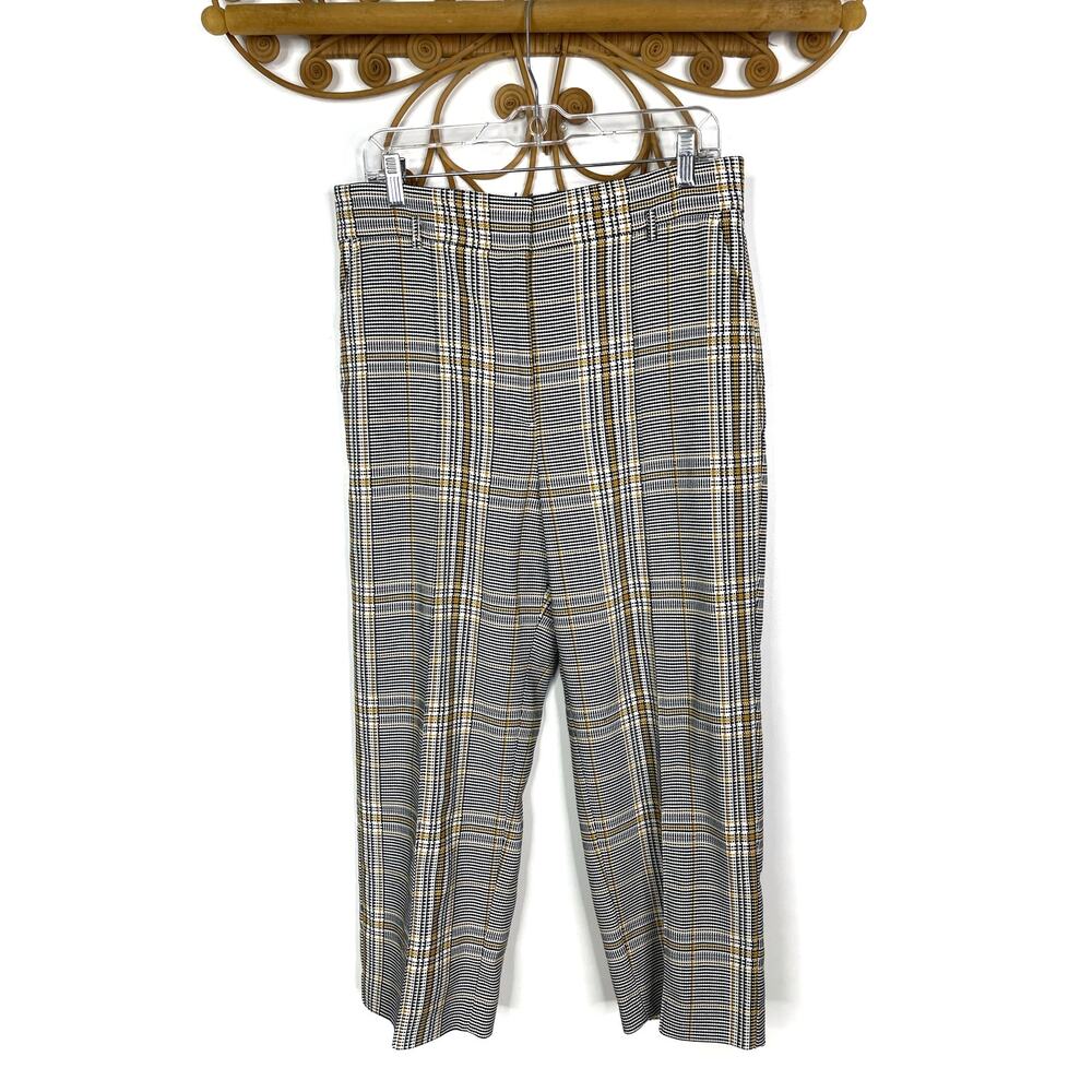 Ann Taylor Crop plaid pants black yellow 12p